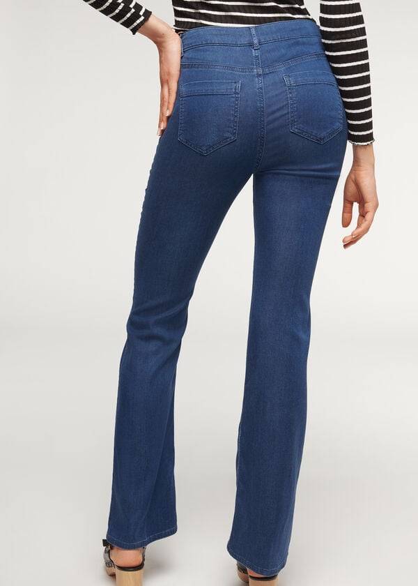 Women's Calzedonia Eco Light Flared Denim Jeans Navy | IE2577OR