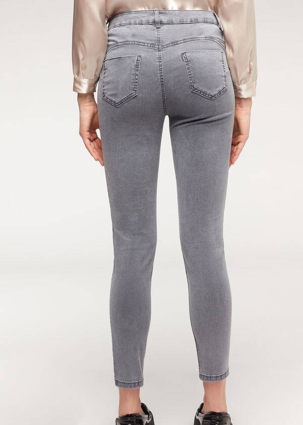 Women's Calzedonia Eco Light Push Up Denim Jeans Silver | IE2578IS