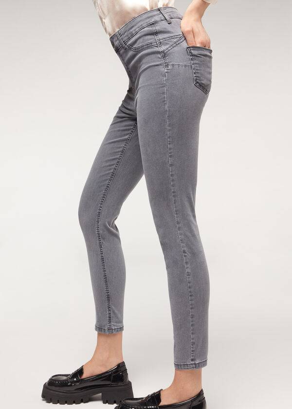 Women's Calzedonia Eco Light Push Up Denim Jeans Silver | IE2578IS