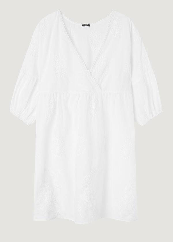 Women's Calzedonia Embroidered Dress Cover Ups White | IE2078QZ