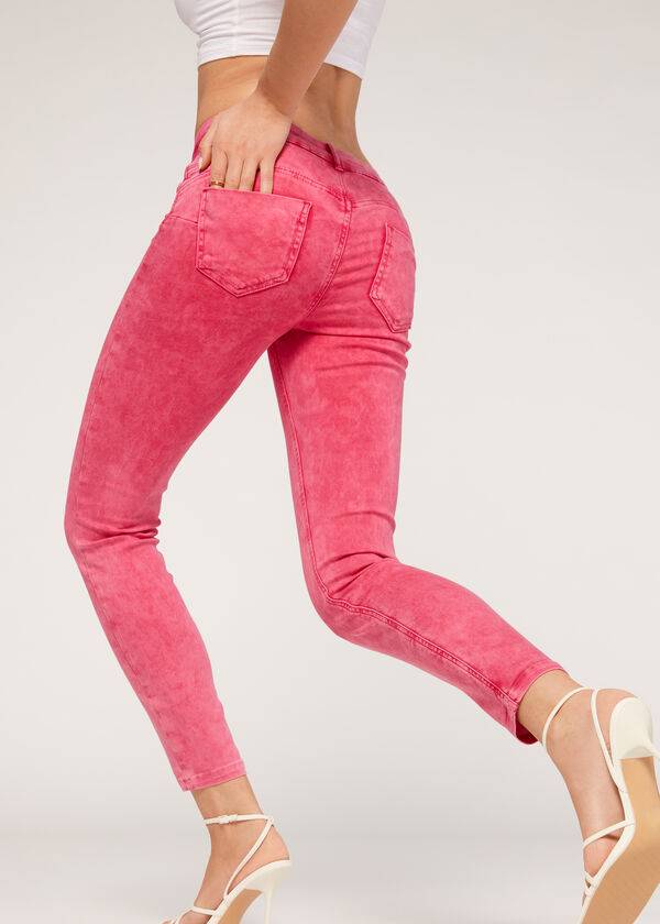 Women's Calzedonia Faded Skinny Push-Up Jeans Pink | IE2589VD