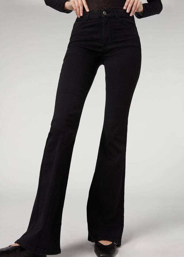 Women's Calzedonia Flared Jeans Black | IE2594KI