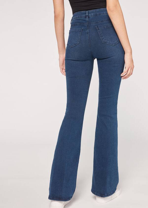 Women's Calzedonia Flared Jeans Blue | IE2593LH