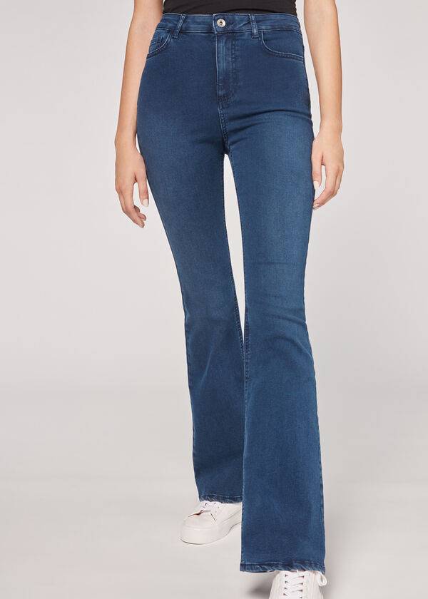 Women's Calzedonia Flared Jeans Blue | IE2593LH