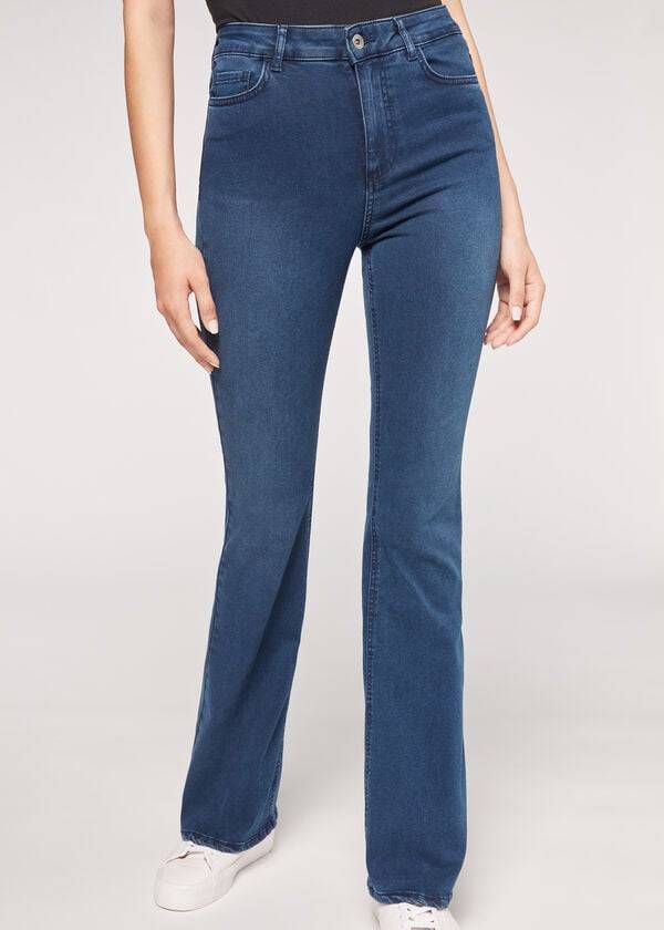 Women\'s Calzedonia Flared Jeans Blue | IE2593LH