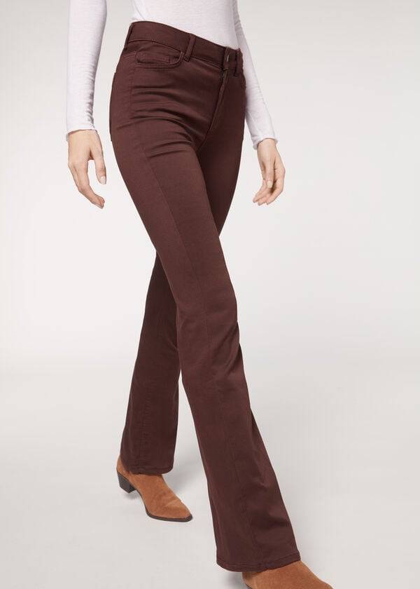 Women's Calzedonia Flared Jeans Brown | IE2596HK