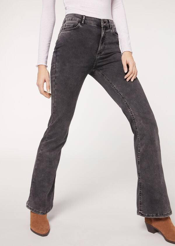 Women's Calzedonia Flared Jeans Grey | IE2595JJ