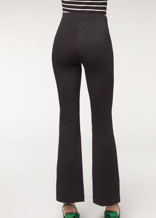 Women's Calzedonia Flared in Supima Ultra Light Cotton Leggings Black | IE2654EX