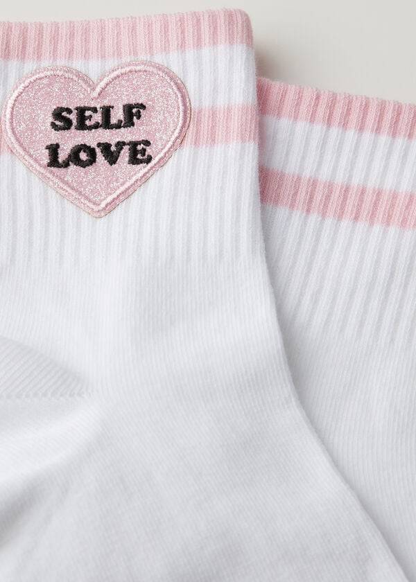 Women's Calzedonia Girl Power Print Short Socks White / Pink | IE2436ZG