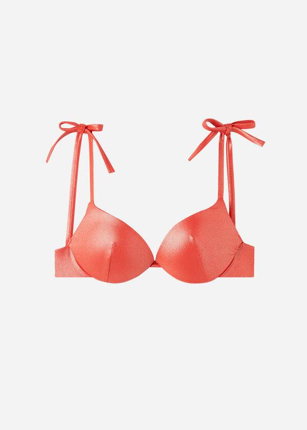 Women's Calzedonia Graduated Padded Push Up Antigua Bikini Tops Coral Orange | IE1717RW