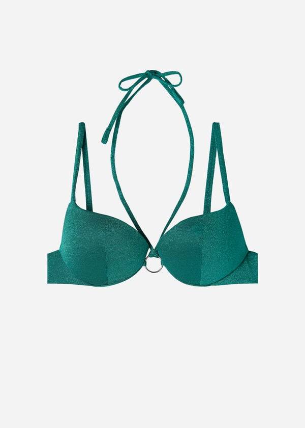 Women's Calzedonia Graduated Padded Push Up Hollywood Bikini Tops Green | IE1719YU