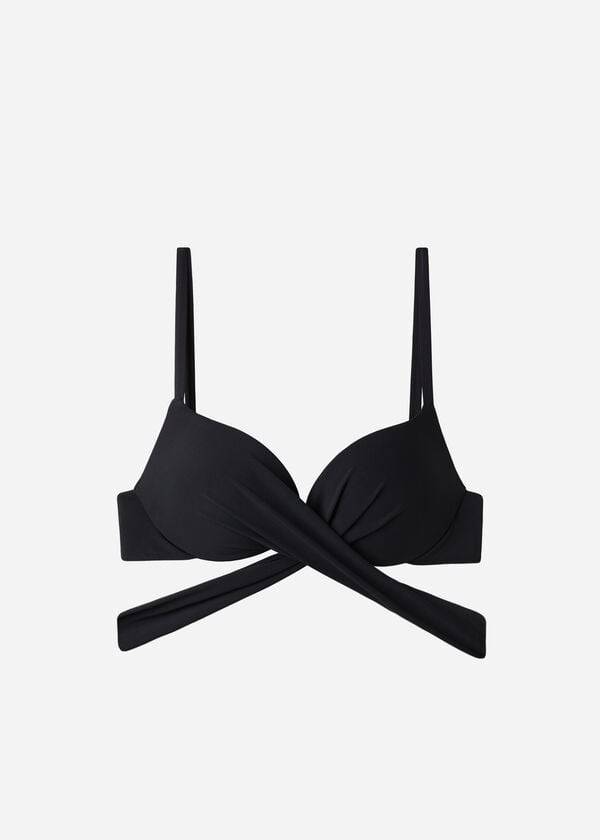 Women's Calzedonia Graduated Padded Push Up Indonesia Bikini Tops Black | IE1720UT