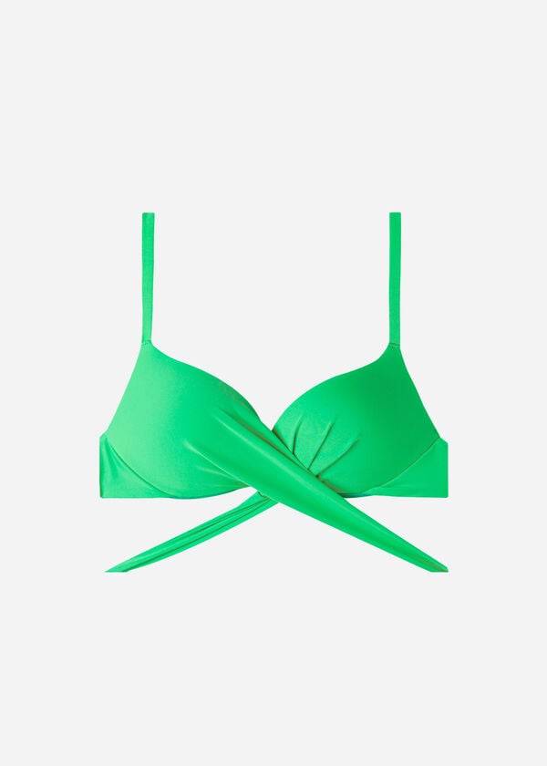 Women's Calzedonia Graduated Padded Push Up Indonesia Bikini Tops Green | IE1721IS