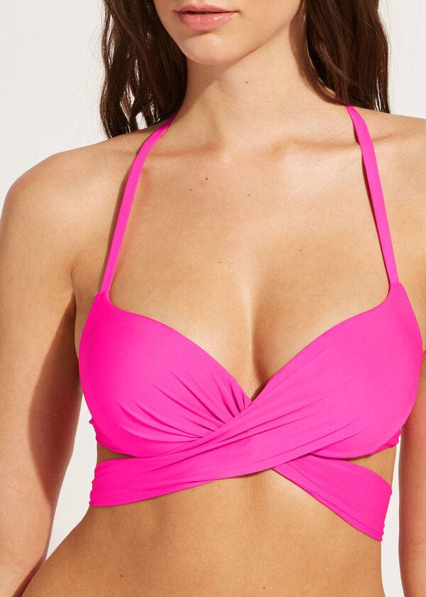 Women's Calzedonia Graduated Padded Push Up Indonesia Bikini Tops Pink | IE1722OR