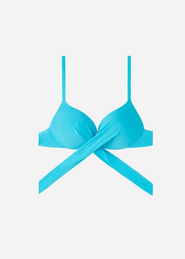 Women's Calzedonia Graduated Padded Push Up Indonesia Bikini Tops Turquoise | IE1724AP