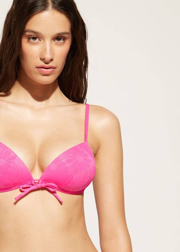 Women's Calzedonia Graduated Padded Triangle Antibes Bikini Tops Pink | IE1728GL