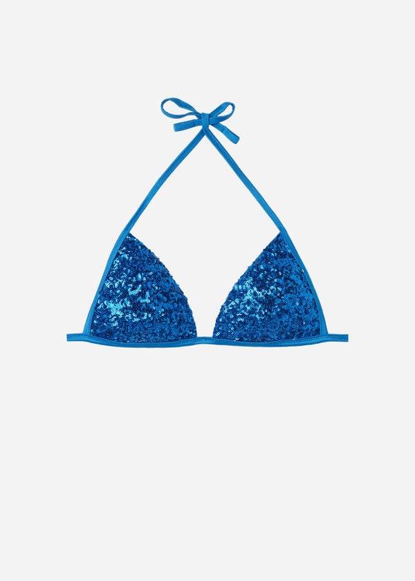 Women's Calzedonia Graduated Padded Triangle Cannes Bikini Tops Blue | IE1735CE