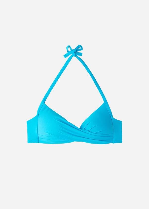 Women's Calzedonia Graduated Soft Crisscross Padded Triangle Indonesia Bikini Tops Turquoise | IE1758LH