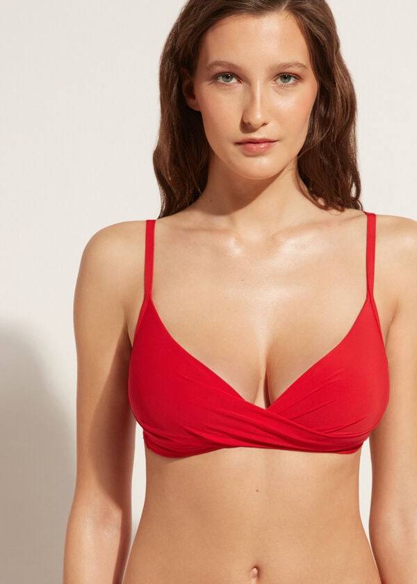 Women's Calzedonia Graduated Soft Crisscross Padded Triangle Indonesia Bikini Tops Red | IE1759ZG