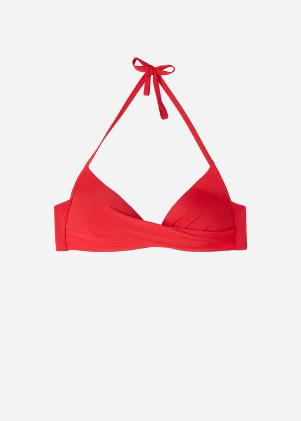 Women's Calzedonia Graduated Soft Crisscross Padded Triangle Indonesia Bikini Tops Red | IE1759ZG