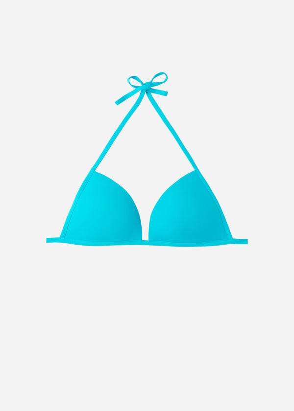 Women's Calzedonia Graduated Soft Padded Triangle Indonesia Bikini Tops Turquoise | IE1764NB