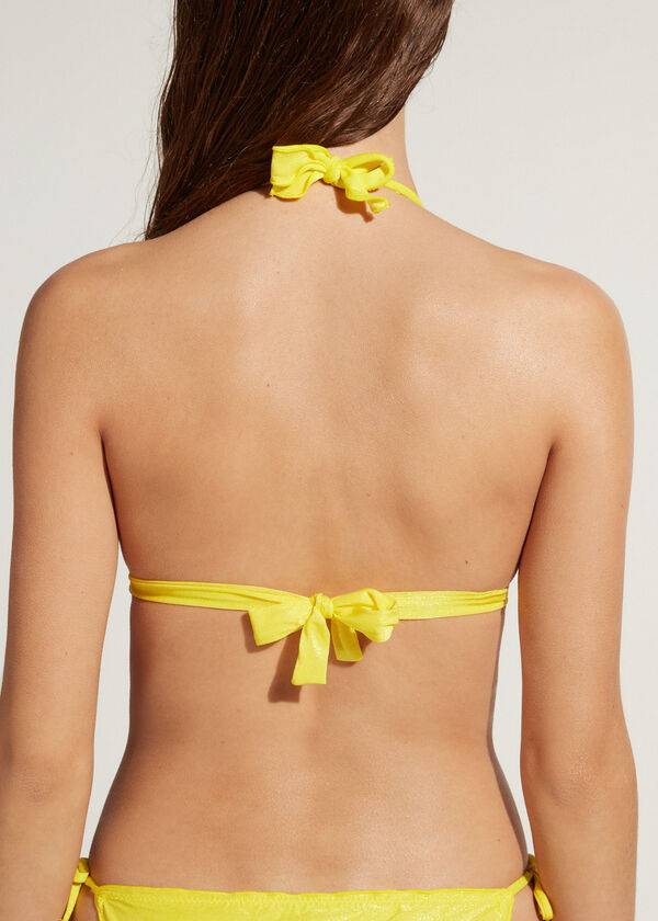 Women's Calzedonia Graduated Triangle Formentera Bikini Tops Yellow | IE1767WY