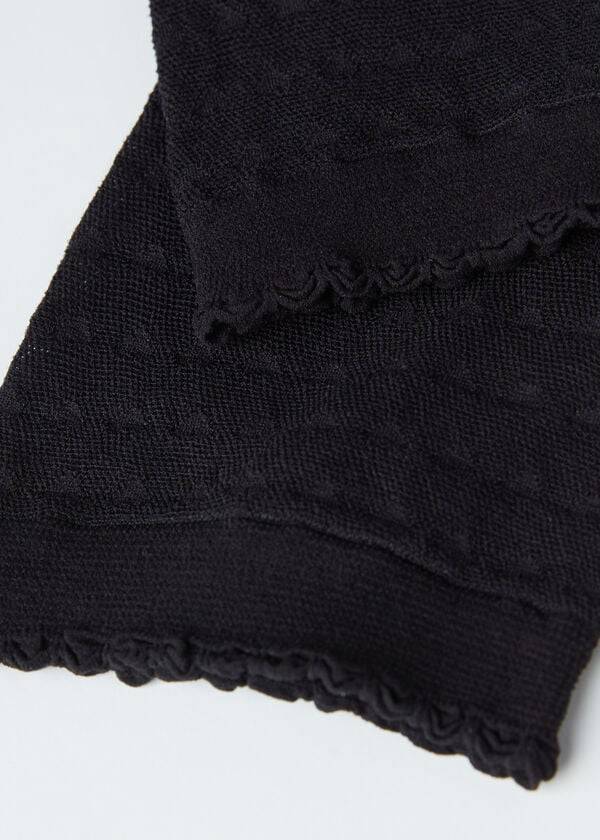 Women's Calzedonia Heart Motif Mesh Short Socks Black | IE2443DN