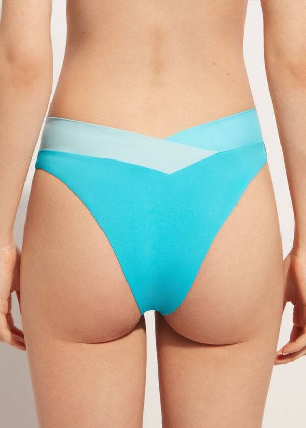 Women's Calzedonia High-Cut Brazilian Azzorre Bikini Bottoms Turquoise Green | IE1439SO