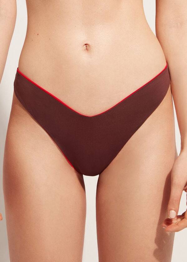 Women's Calzedonia High Cut Brazilian Indonesia Eco Bikini Bottoms Red | IE1391HK