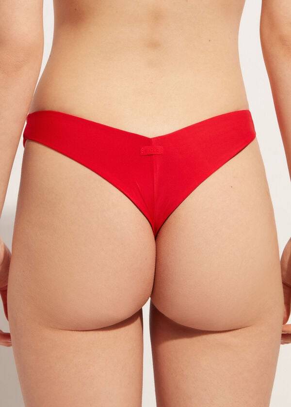 Women's Calzedonia High Cut Brazilian Indonesia Eco Bikini Bottoms Red | IE1391HK