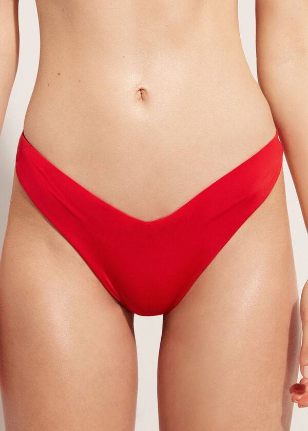 Women\'s Calzedonia High Cut Brazilian Indonesia Eco Bikini Bottoms Red | IE1391HK