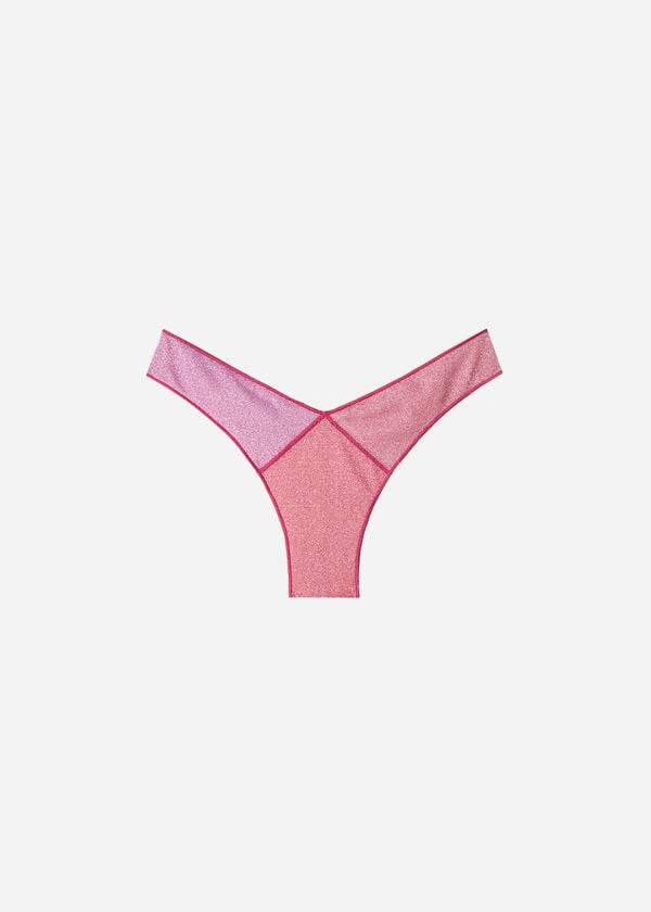 Women's Calzedonia High Cut Brazilian Lamé Lisbona Bikini Bottoms Pink | IE1392JJ