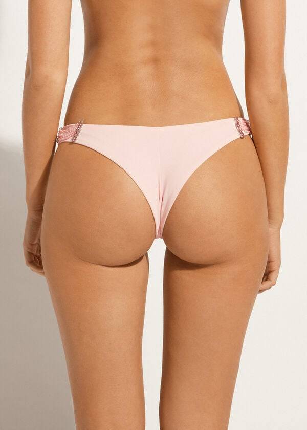 Women's Calzedonia High-Cut Brazilian Manila Bikini Bottoms Pink | IE1443HK