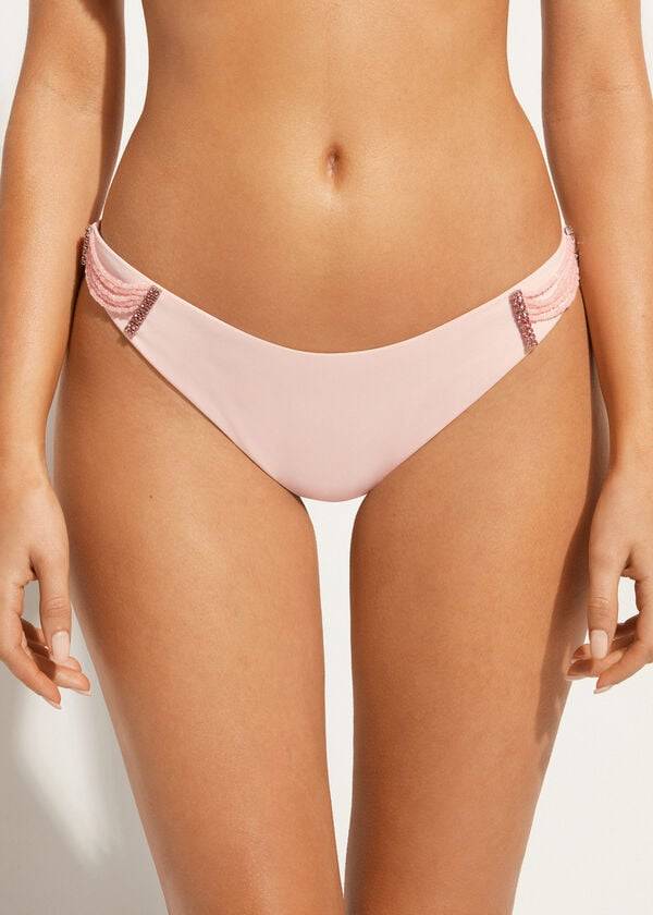 Women\'s Calzedonia High-Cut Brazilian Manila Bikini Bottoms Pink | IE1443HK