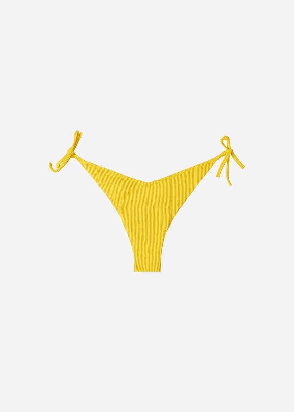 Women's Calzedonia High Cut V-shaped Brazilian New York Bikini Bottoms Yellow | IE1400NB