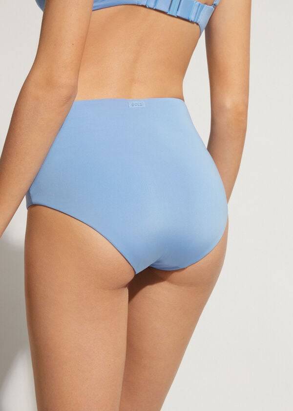 Women's Calzedonia High Shaper Waist Indonesia Eco Bikini Bottoms Blue | IE1403WY