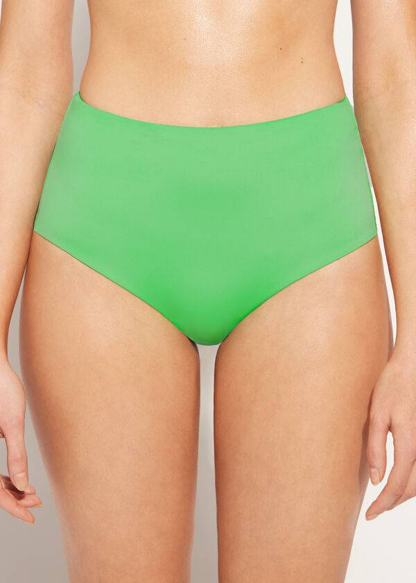 Women\'s Calzedonia High Shaper Waist Indonesia Eco Bikini Bottoms Green | IE1408UT