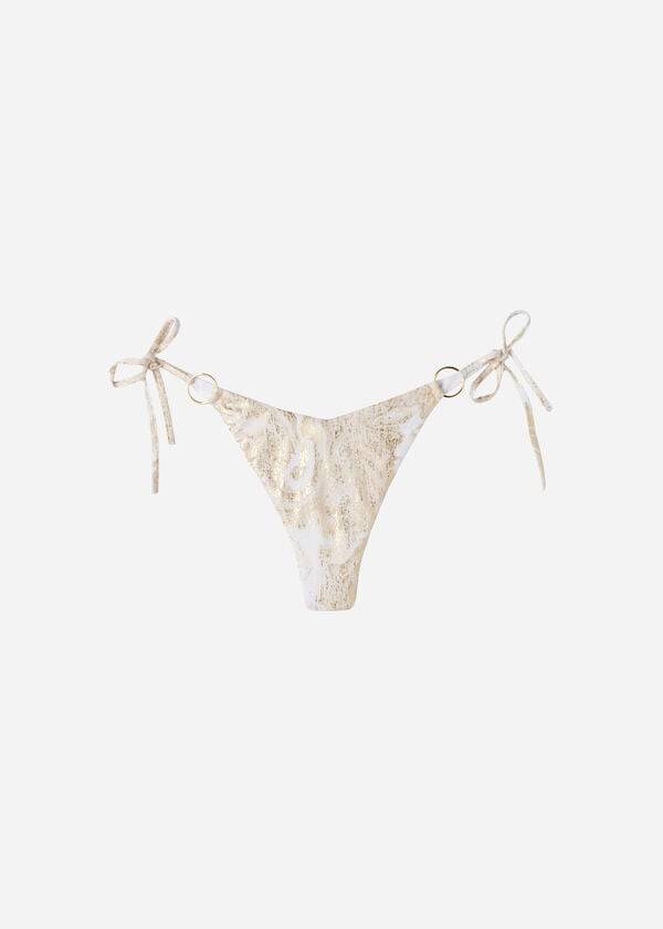 Women's Calzedonia High V-Cut Brazilian Melbourne Bikini Bottoms Gold | IE1411PQ