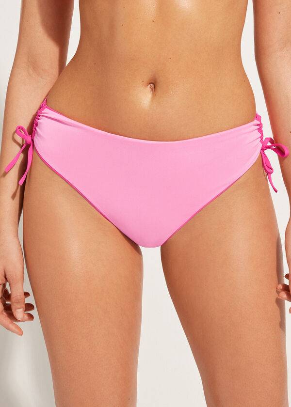 Women's Calzedonia High-Waist Drawstring Indonesia Bikini Bottoms Pink | IE1457RW