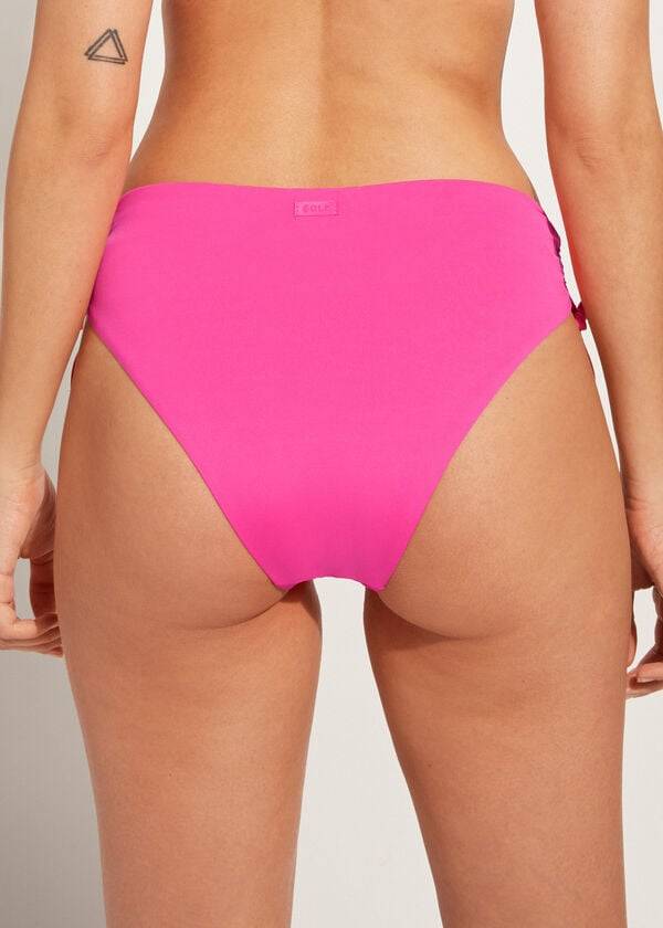 Women's Calzedonia High-Waist Drawstring Indonesia Bikini Bottoms Pink | IE1457RW