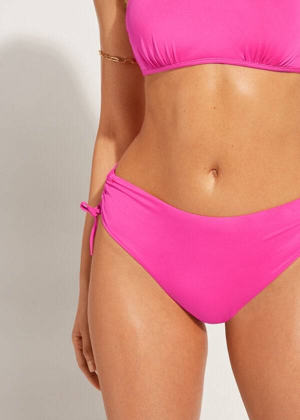 Women's Calzedonia High-Waist Drawstring Indonesia Bikini Bottoms Pink | IE1457RW