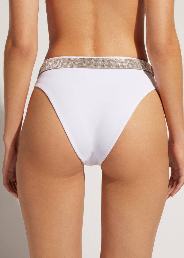 Women's Calzedonia High Waist Dubai Bikini Bottoms White | IE1423CE