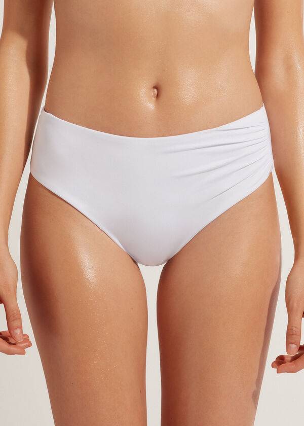 Women\'s Calzedonia High Waist Indonesia Eco Bikini Bottoms White | IE1432TV