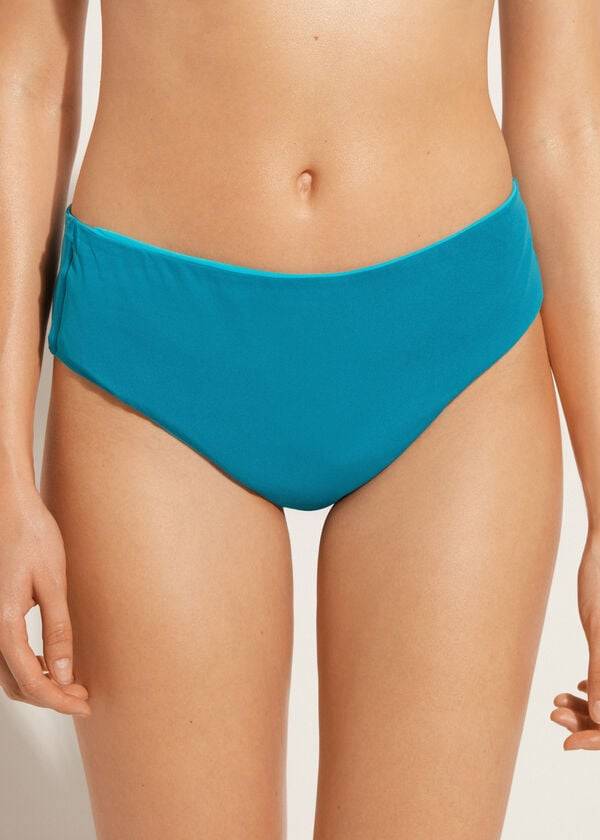 Women's Calzedonia High Waist Indonesia Eco Bikini Bottoms Turquoise Green | IE1433YU