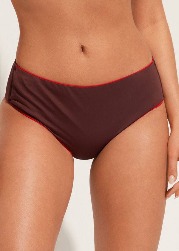 Women's Calzedonia High Waist Indonesia Eco Bikini Bottoms Burgundy | IE1434UT