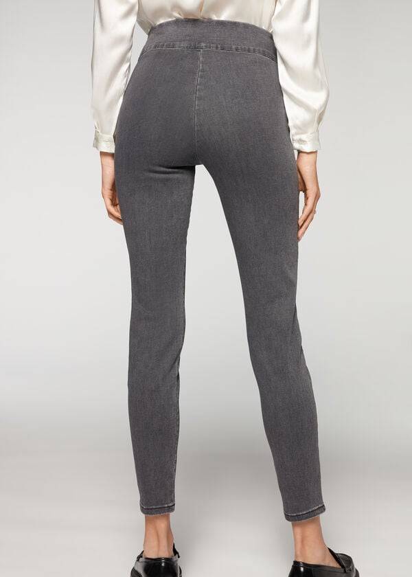 Women's Calzedonia High Waist Skinny Denim Leggings Grey | IE2656QZ