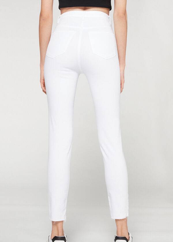 Women's Calzedonia High-Waist Skinny Jeans White | IE2602PQ