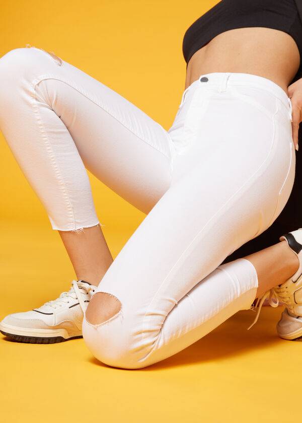 Women's Calzedonia High-Waist Skinny Jeans White | IE2602PQ