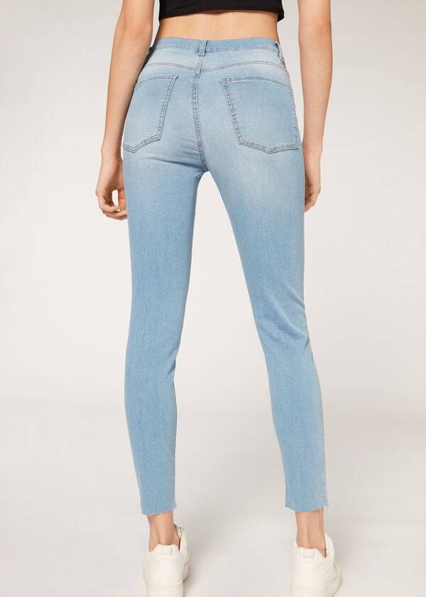 Women's Calzedonia High-Waist Skinny Jeans Blue | IE2603OR