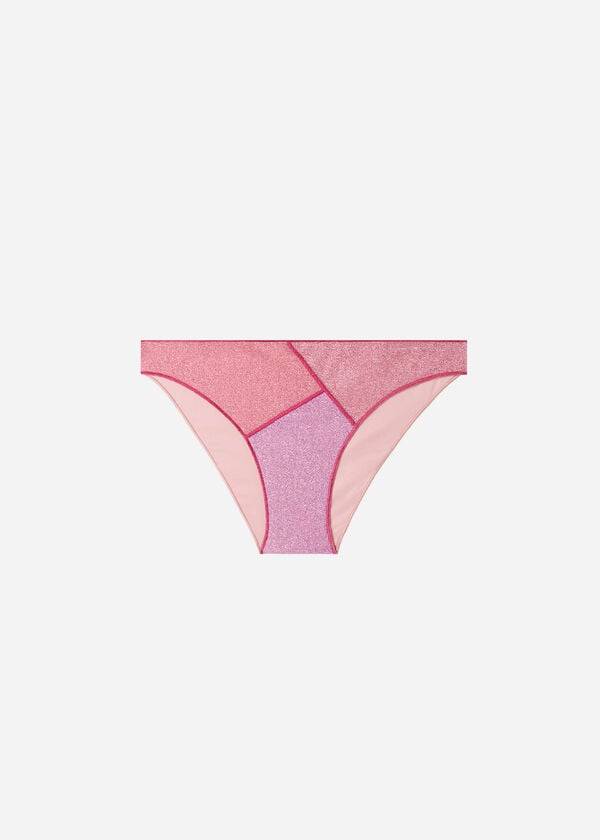 Women's Calzedonia Lamé Lisbona Bikini Bottoms Pink | IE1489PQ